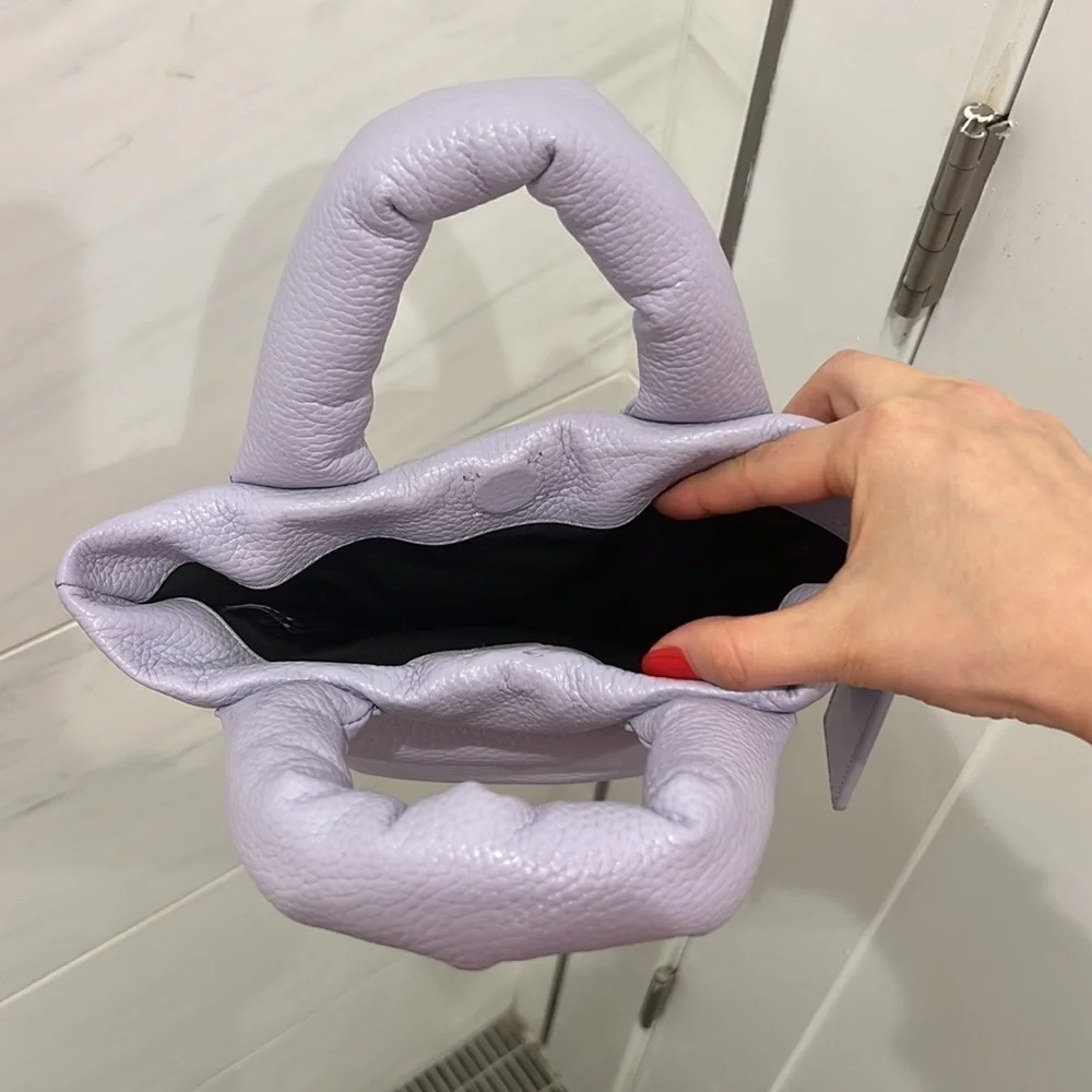 Kara | NWOT Lavender Pebble Leather Mini Puff Bag